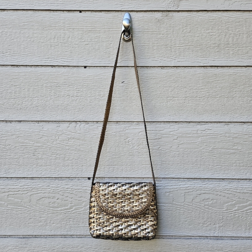 vintage Franco Sarto metallic leather woven crossbody bag